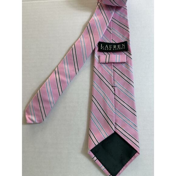 Lauren Ralph Lauren Men's Neck Tie Pink Striped Silk/Cotton Preppy Trendy - Picture 4 of 13